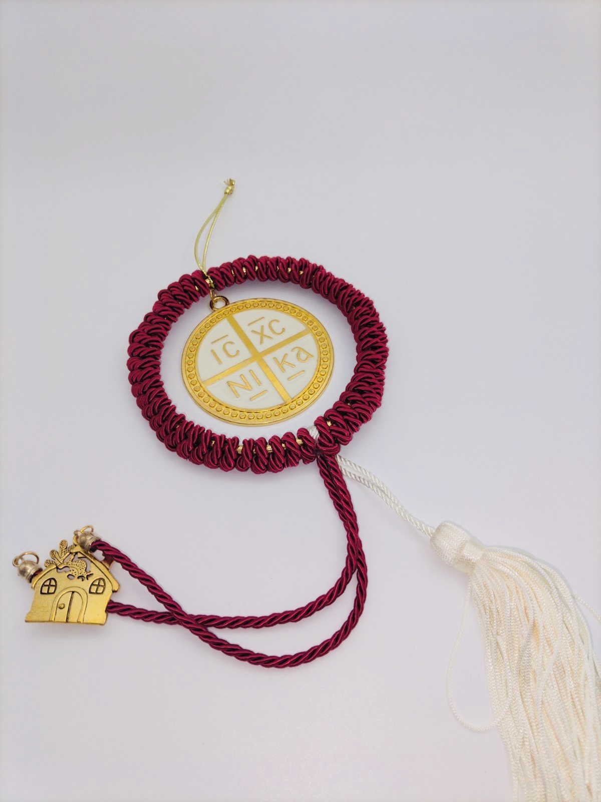 Lucky Charm 2025 Enamel ICXC Gold Plated in a Colored Hanging Cord